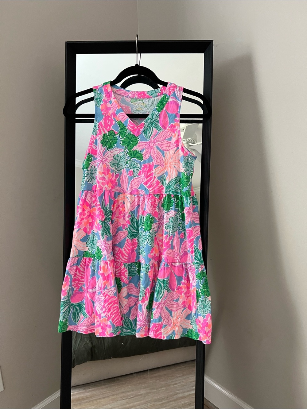 Lilly Pulitzer Pink & Green Floral Tiered Sundress